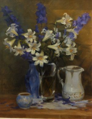 Still Life in Gold, White and Blue